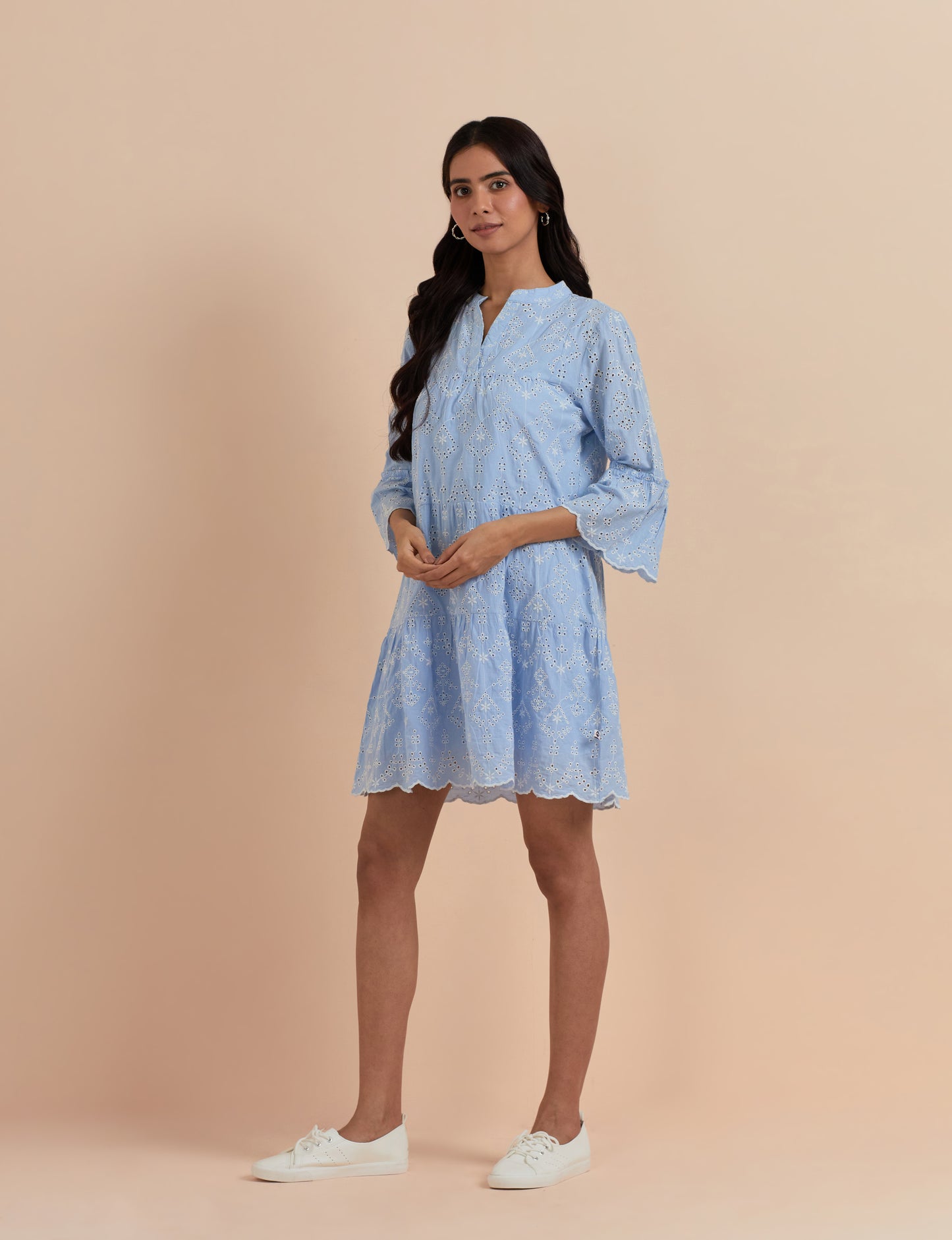Women's Blue A-Line Ethnic Embroidered Dress By Room9 The Popup Store