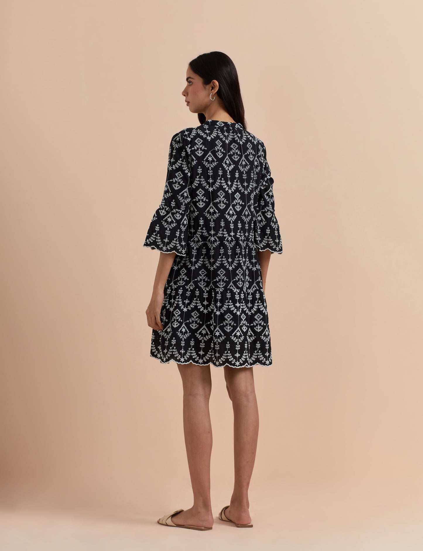Women's Black A-Line Ethnic Embroidered Dress By Room9 The Popup Store