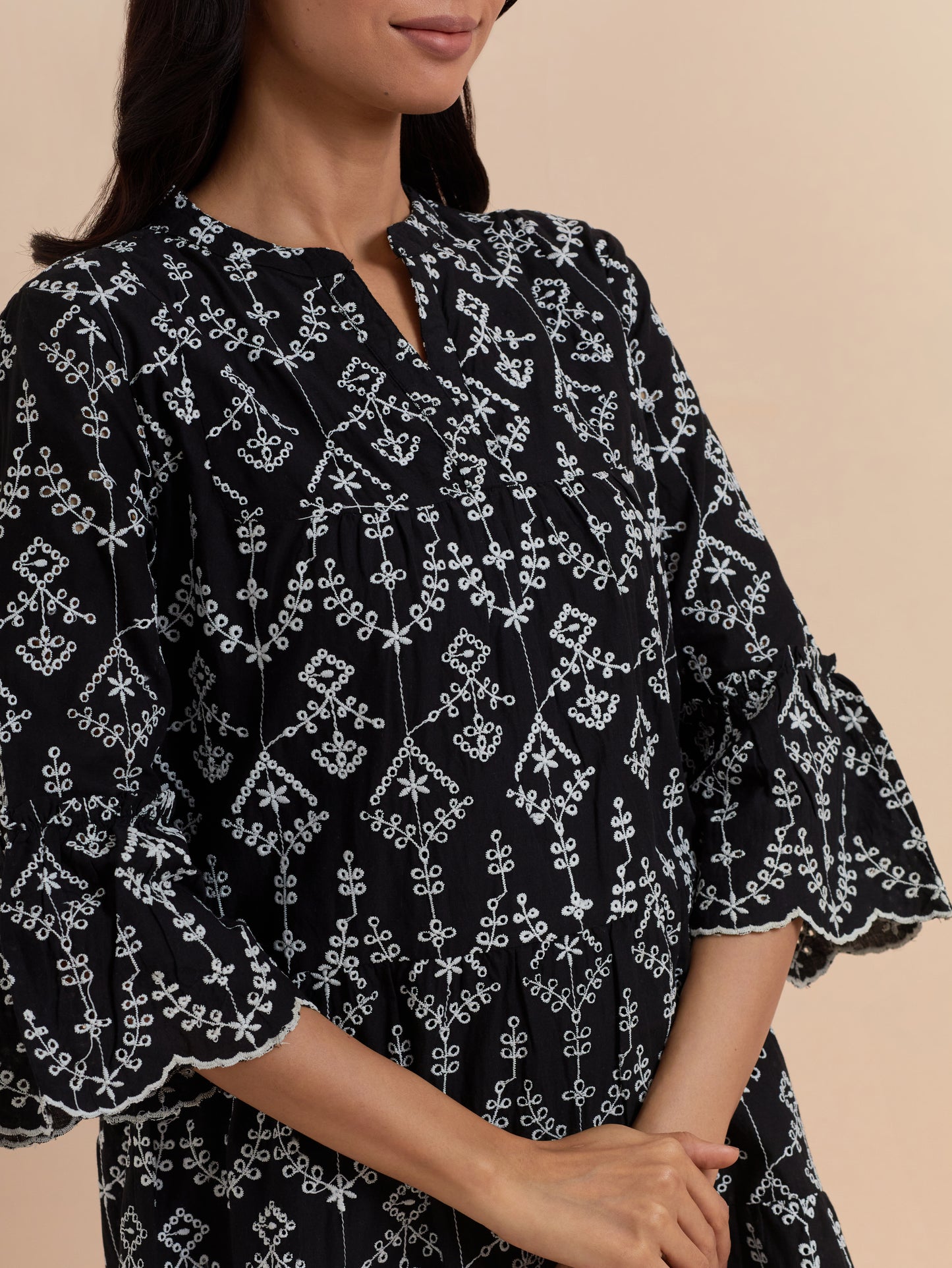 Women's Black A-Line Ethnic Embroidered Dress By Room9 The Popup Store