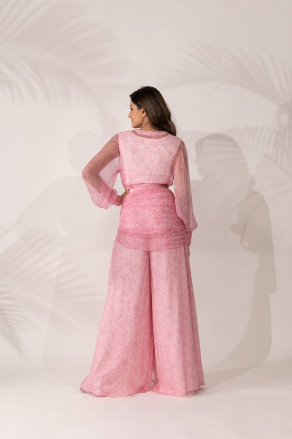 Women's Cherry Blossom Co-Ord with Batwing Sleeves Top and Tie-up Pants  By Room9 The Popup Store
