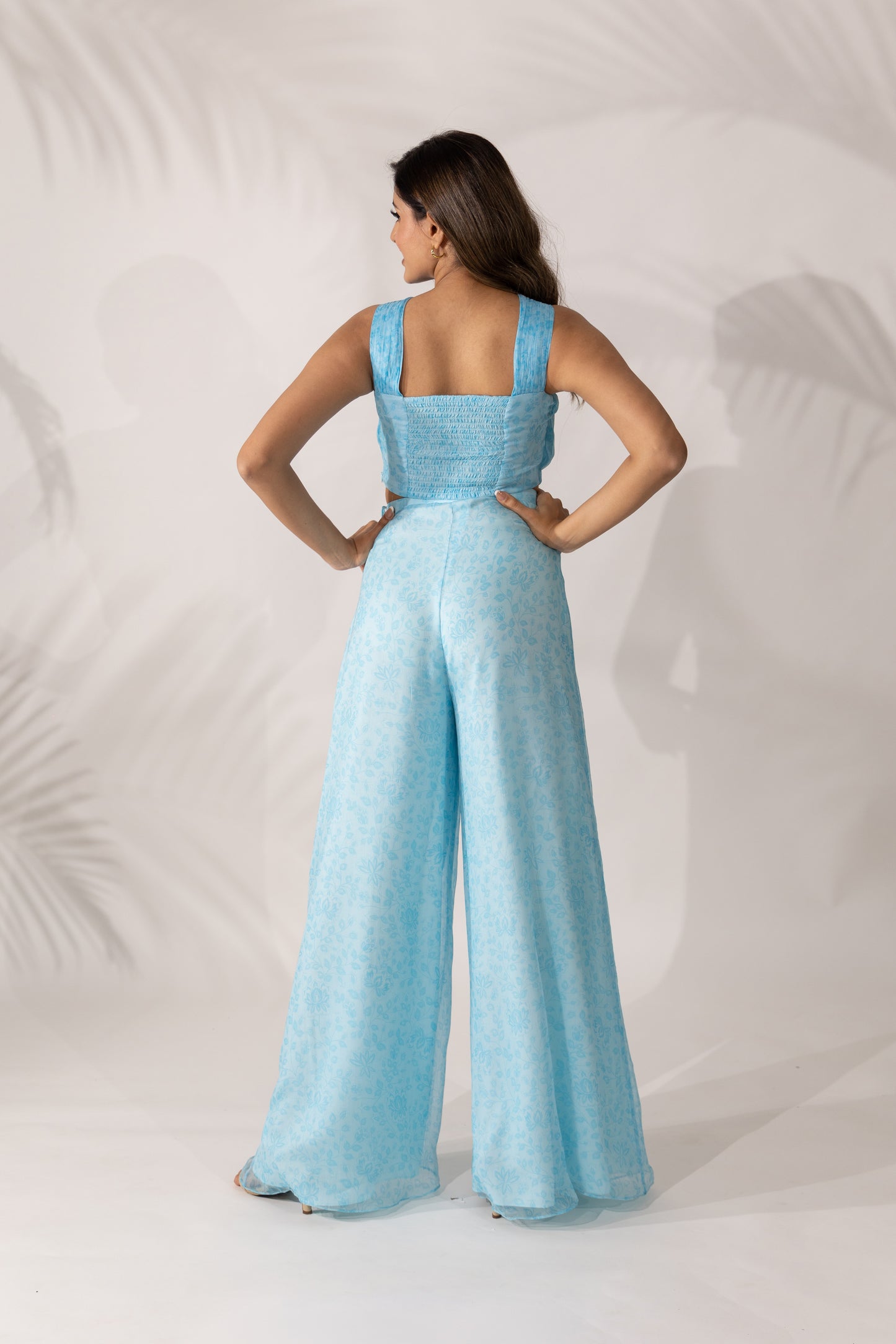 Women's Himalayan Poppy Co-Ord- Hand Pleated bandeau Crop Top with Pants By Room9 The Popup Store