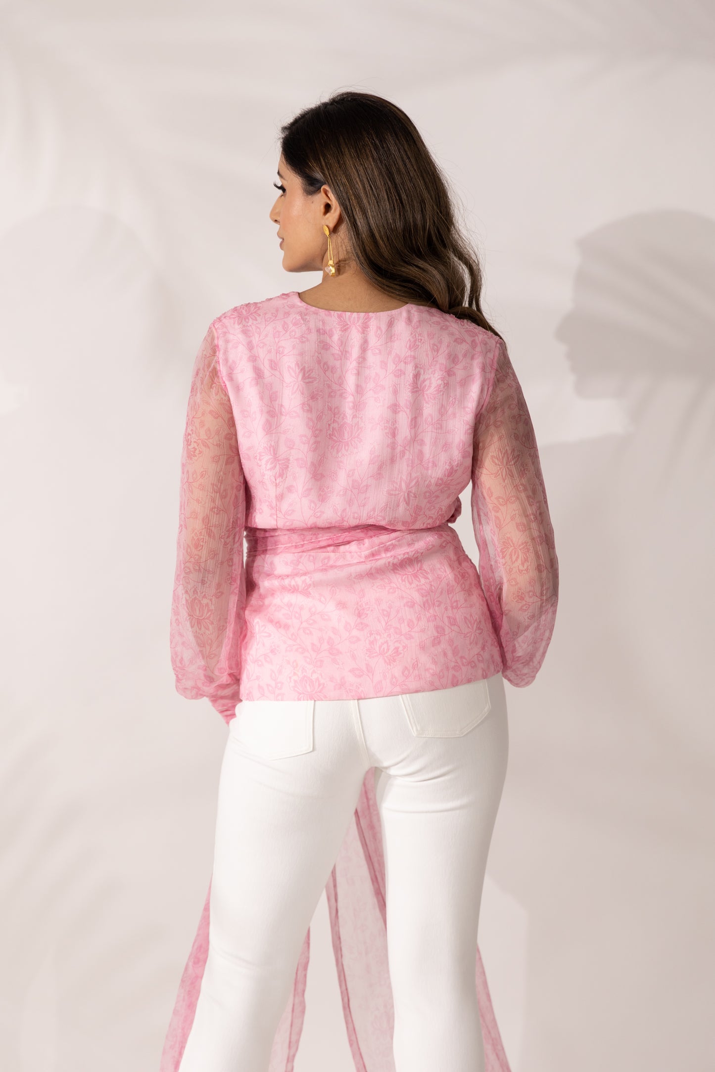 Women's  Cherry Blossom Hand Pleated Peplum Wrap Top By Room9 The Popup Store