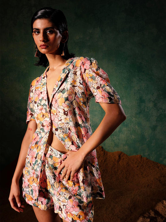 Women's Pink Blossom Coord Set A Printed Paradise By Room9 The Popup Store