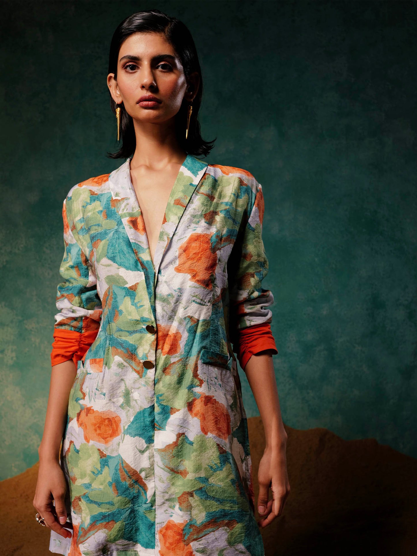 Women's Mint Blazer Dress A Printed Paradise By Room9 The Popup Store