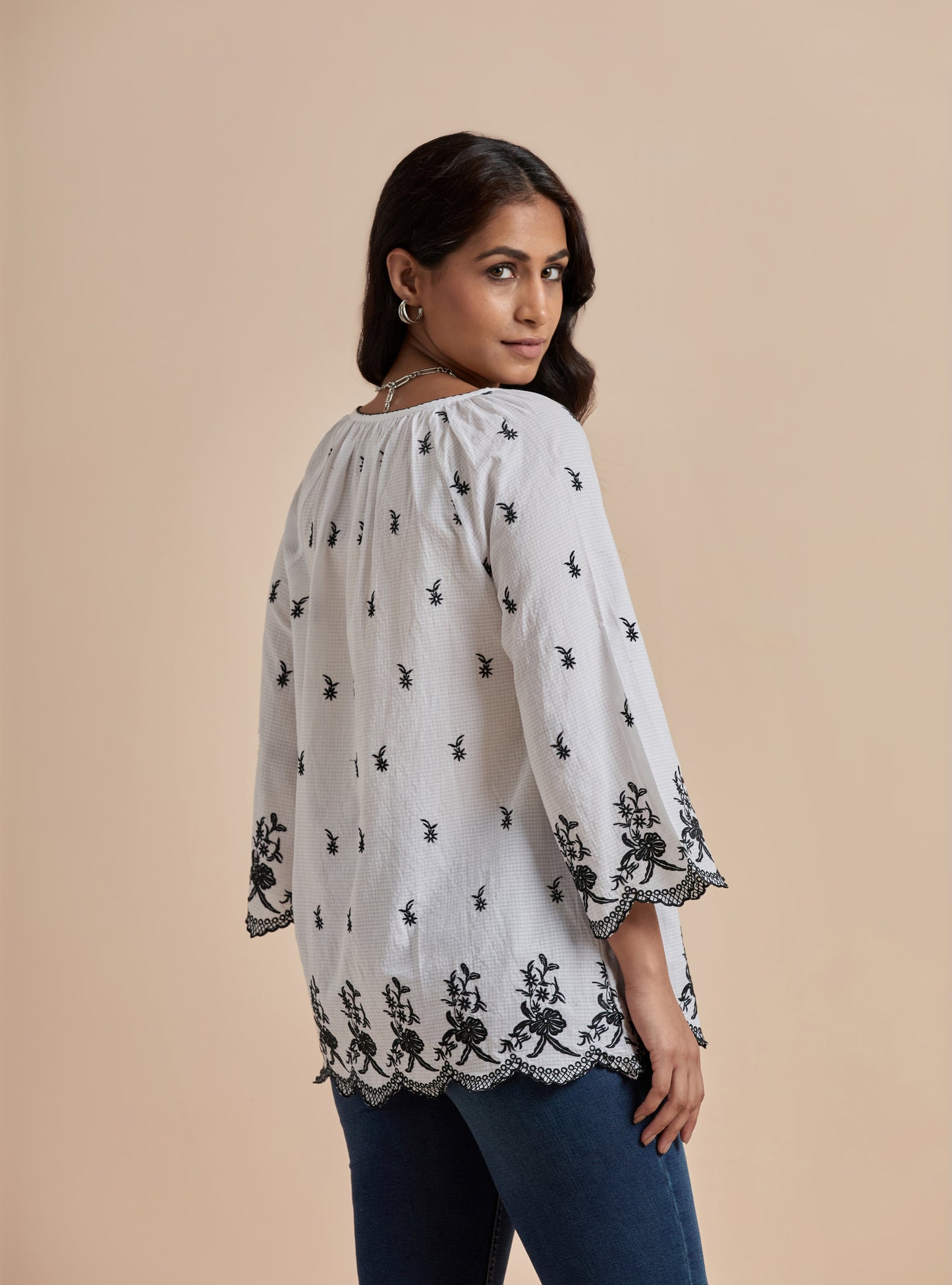 Women's White Printed Long Sleeve Top By Room9 The Popup Store