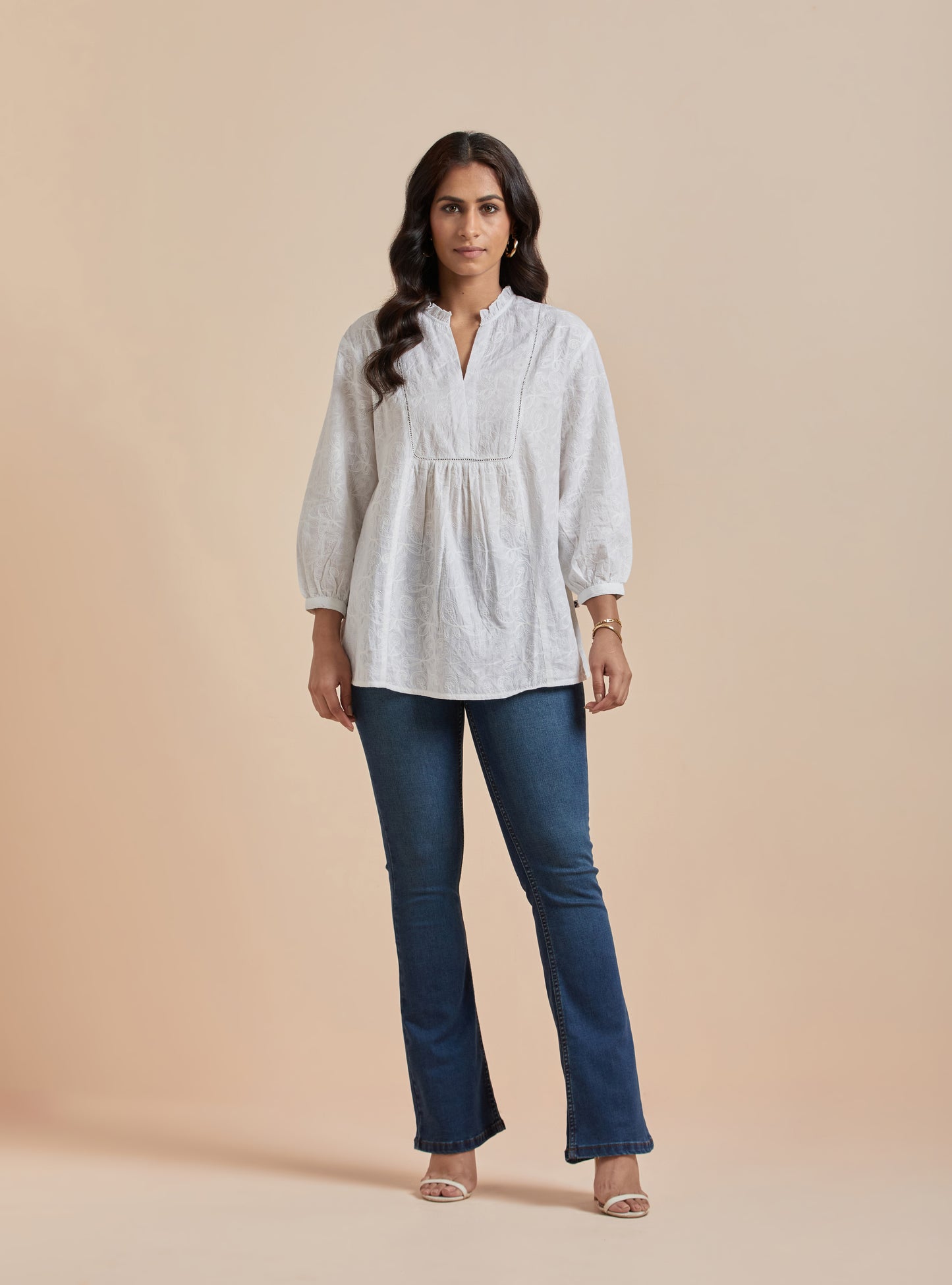 Women's White Printed Long Sleeve Top By Room9 The Popup Store