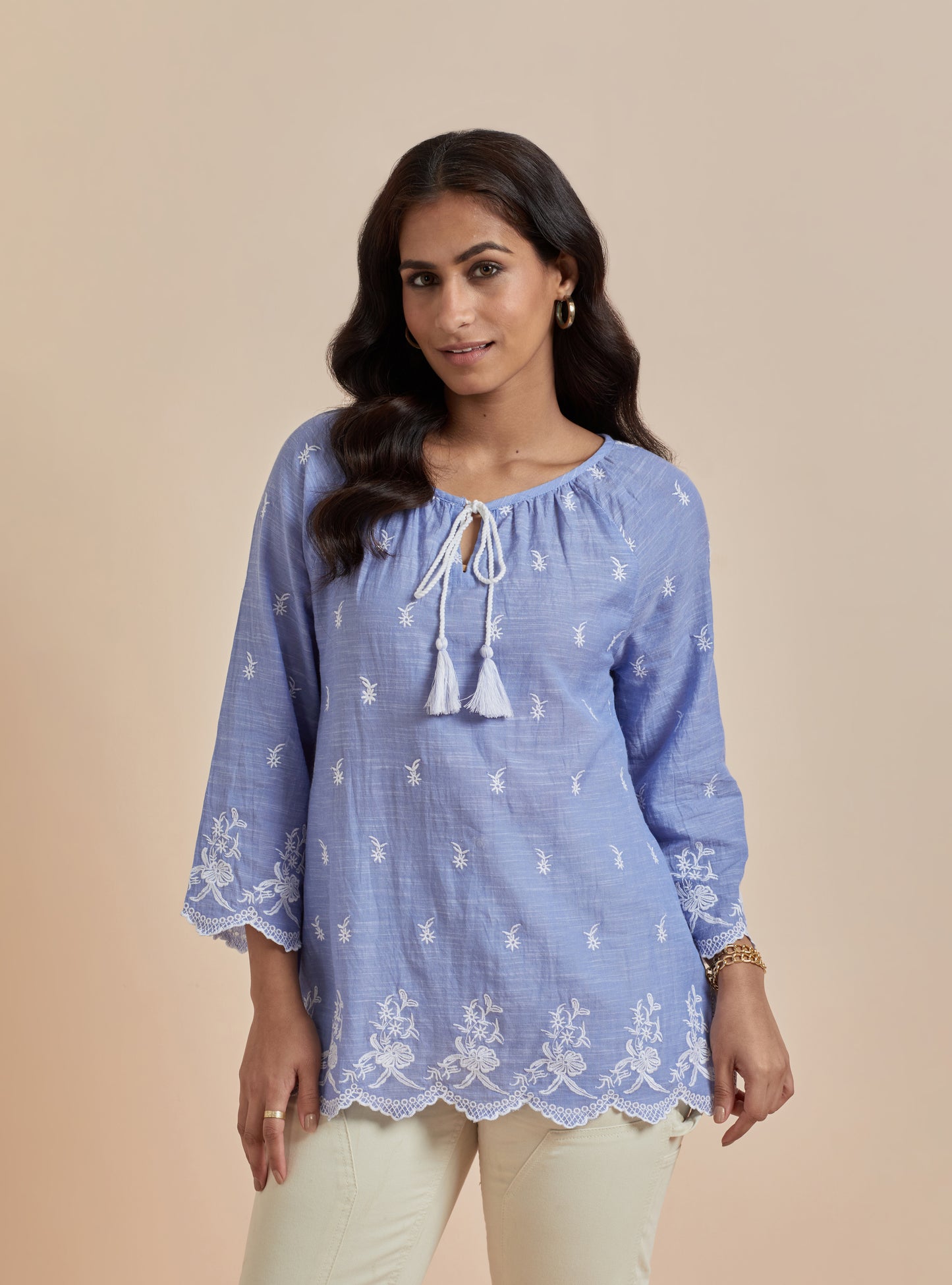 Women's Sky Blue Top With Front Knot By Room9 The Popup Store