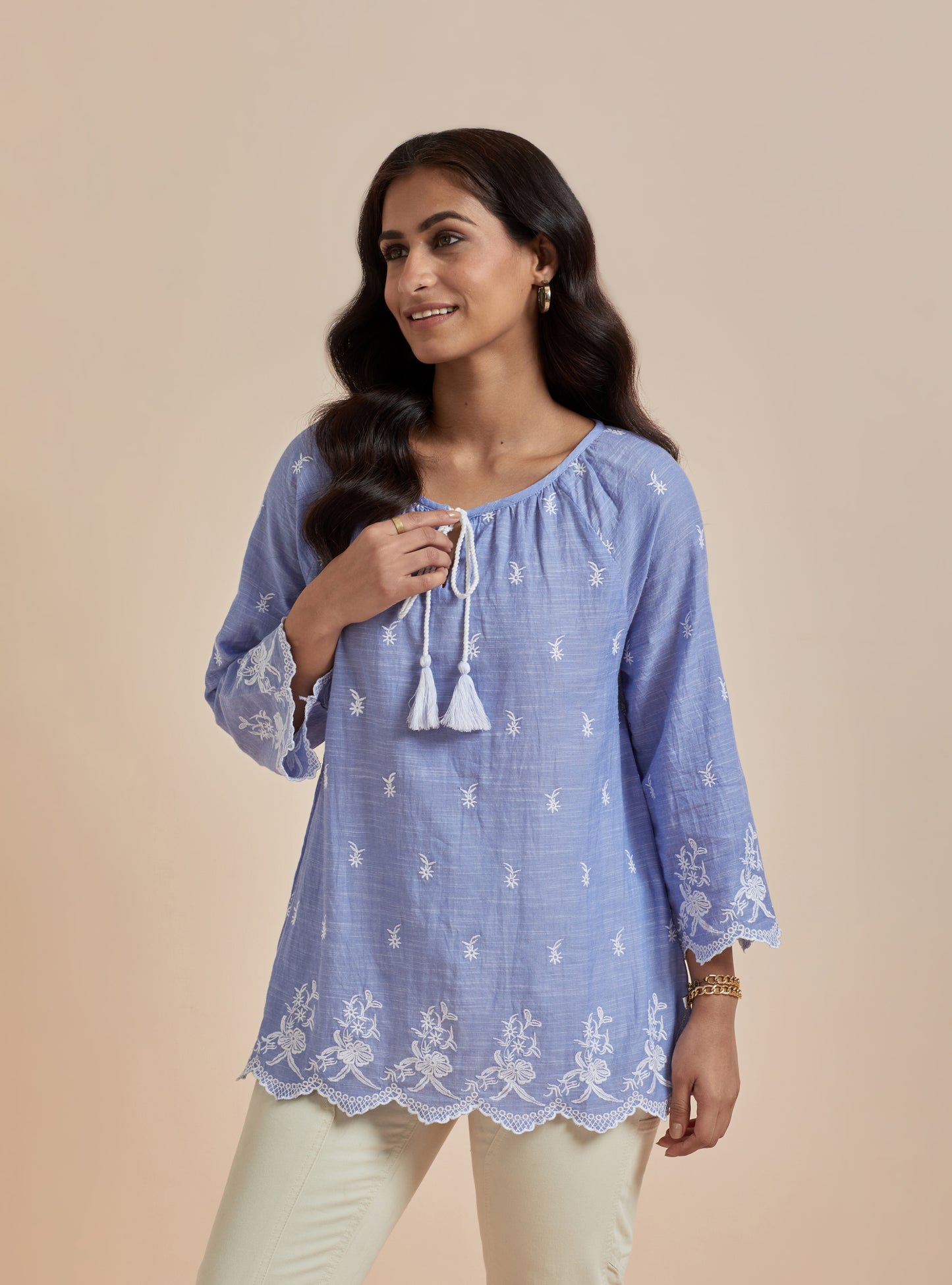 Women's Sky Blue Top With Front Knot By Room9 The Popup Store
