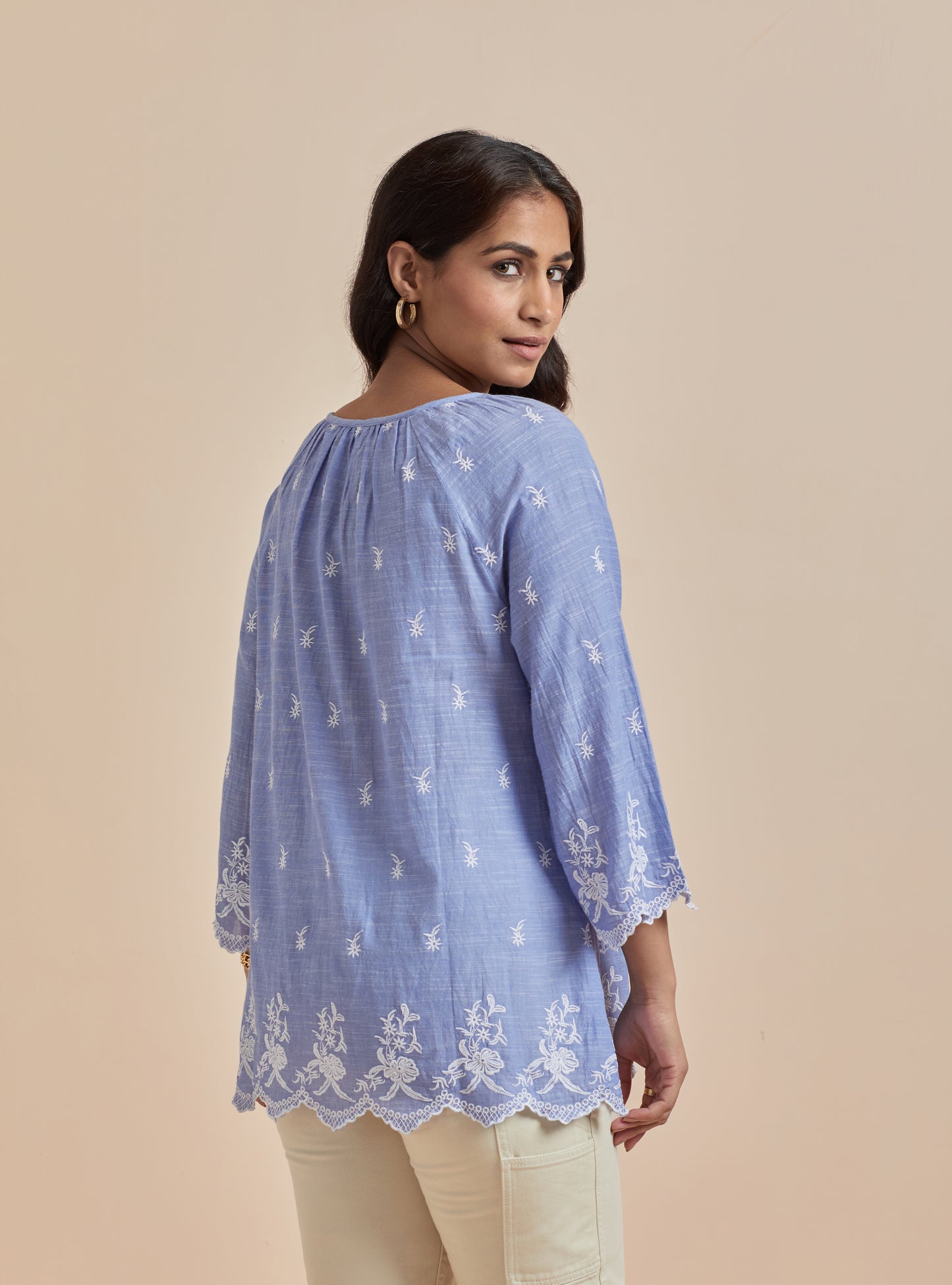 Women's Sky Blue Top With Front Knot By Room9 The Popup Store