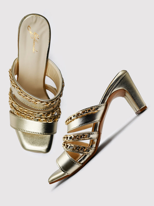 Women's YS101 Gold Chain Accessory Heels By Room9 The Popup Store