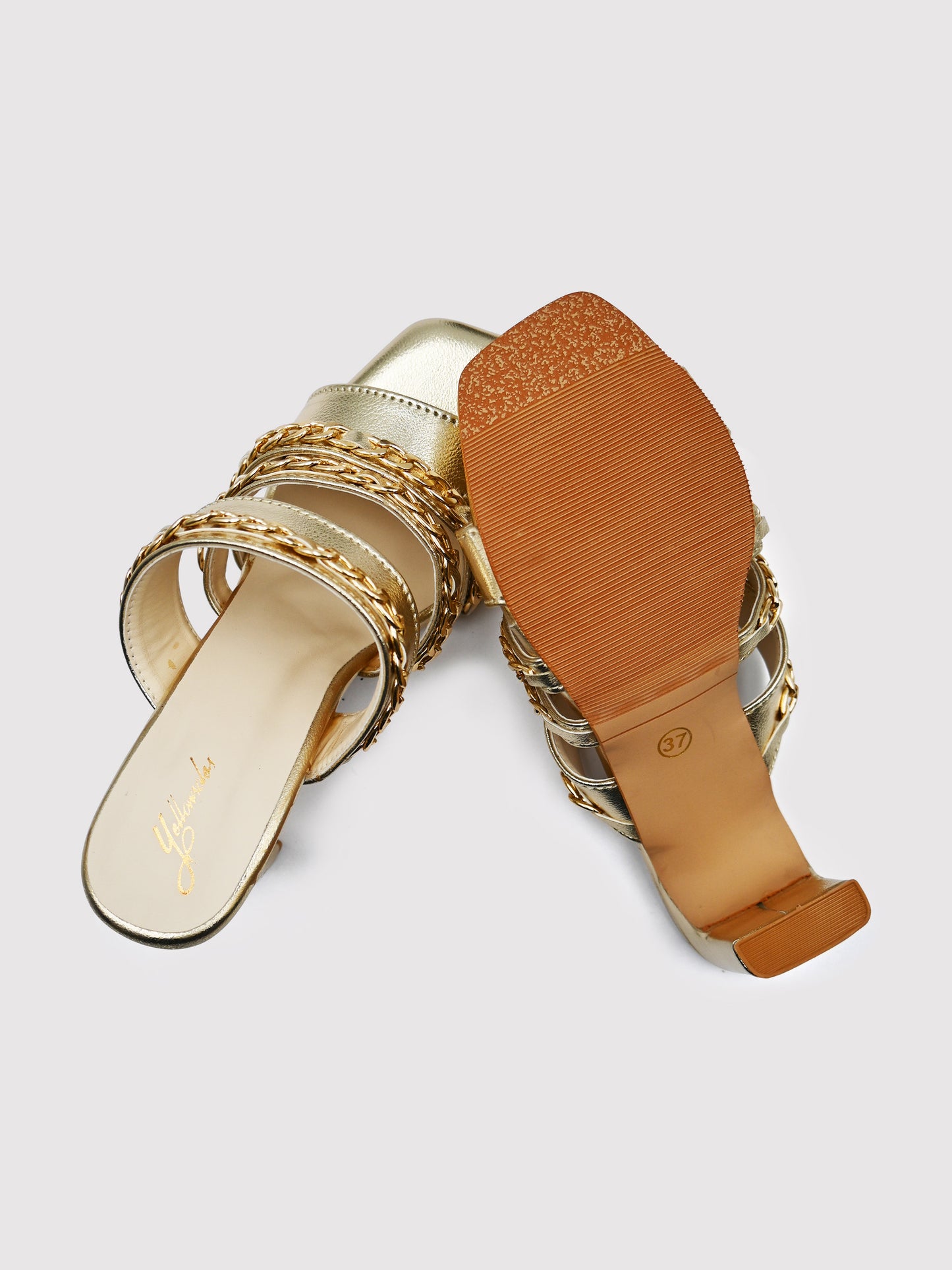 Women's YS101 Gold Chain Accessory Heels By Room9 The Popup Store