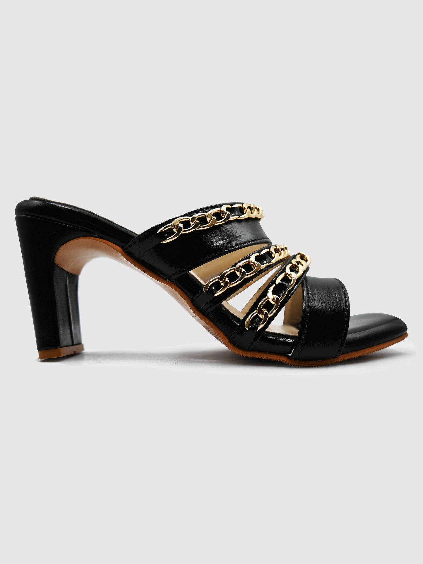 Women's YS102 Black Chain Accessory Chain Heels By Room9 The Popup Store
