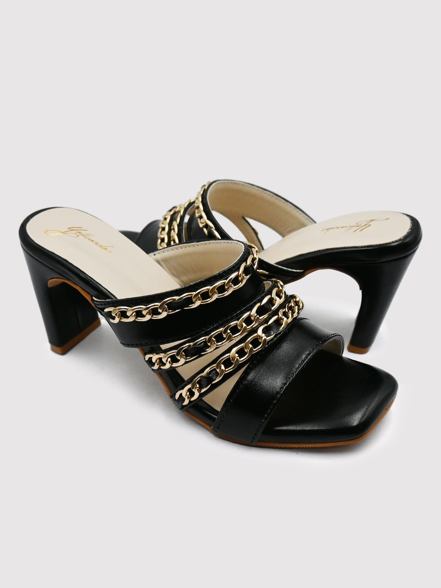 Women's YS102 Black Chain Accessory Chain Heels By Room9 The Popup Store