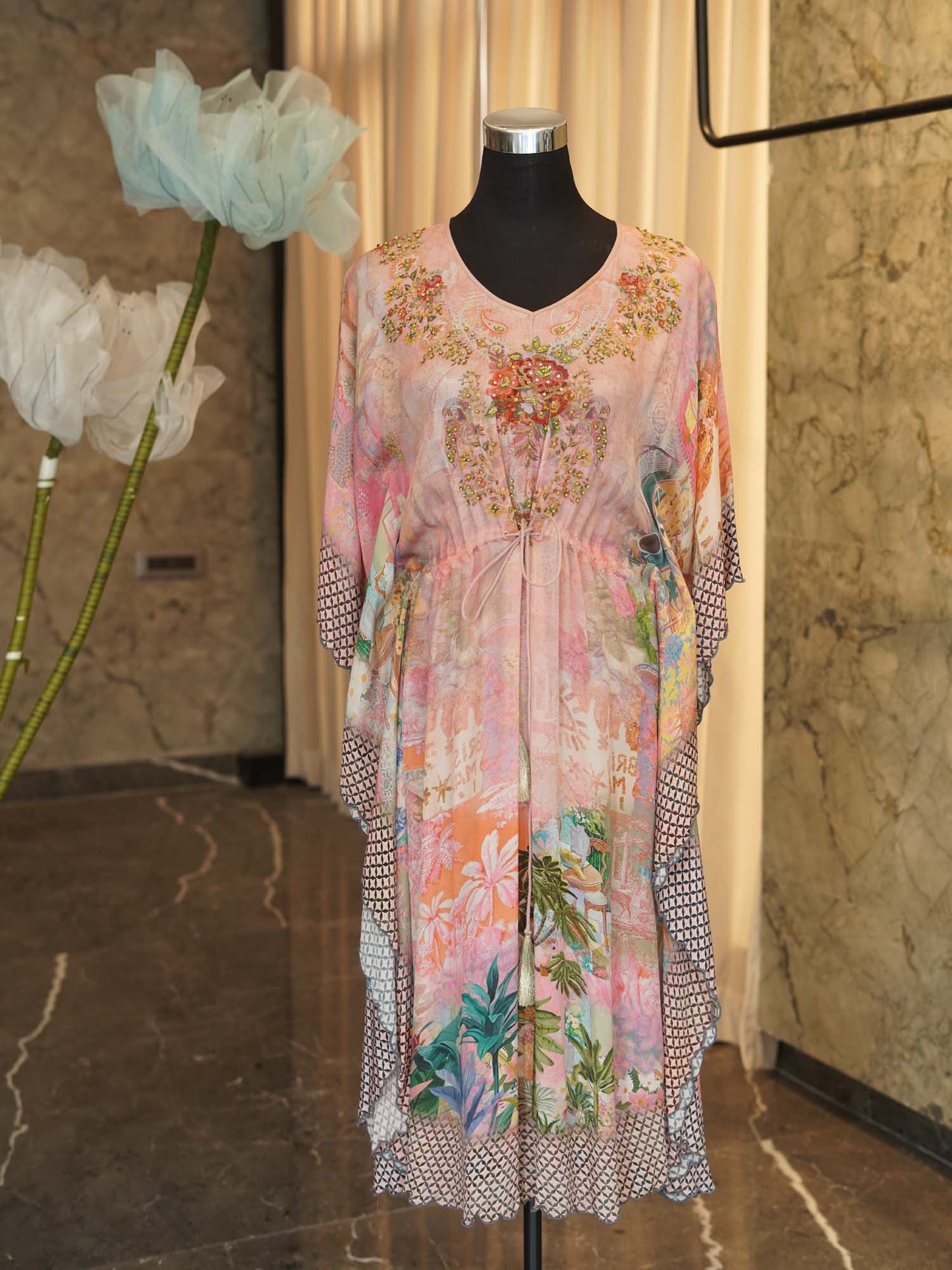 Women's Blooms in Blush Kaftan Dress By Room9 The Popup Store