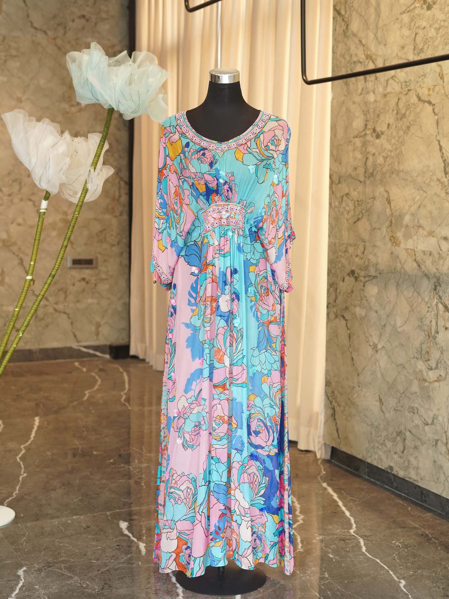 Women's Blue Embroidered Long By Room9 The Popup Store