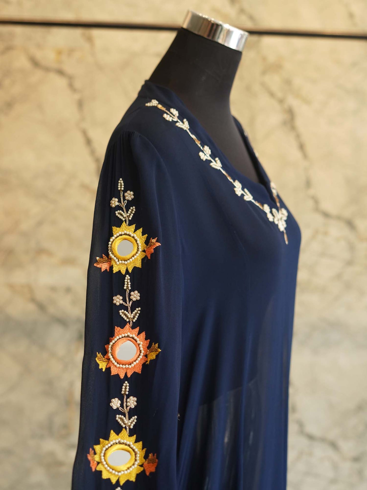 Women's Nautical Mirage Caftan: Navy Blue Splendor By Room9 The Popup Store