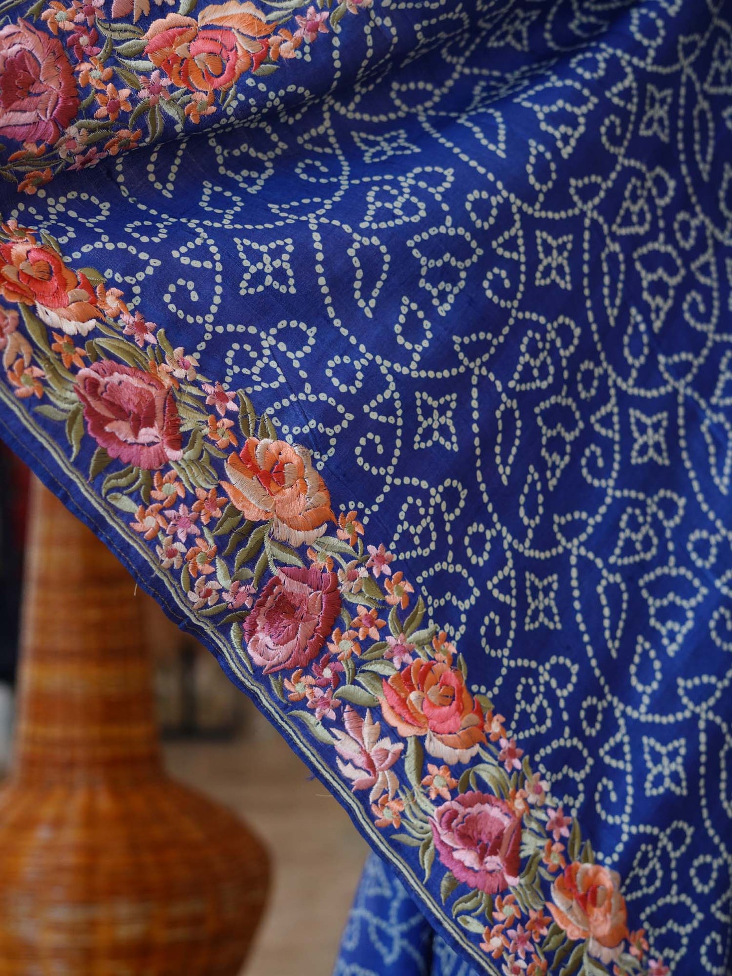 Women's Azure Blossom Tapestry  Saree By Room9 The Popup Store