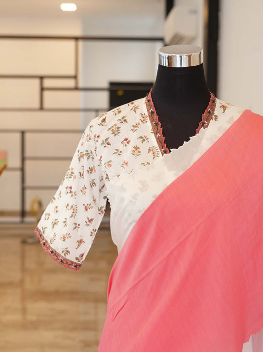 Women's Ivory Blush Harmony Saree By Room9 The Popup Store