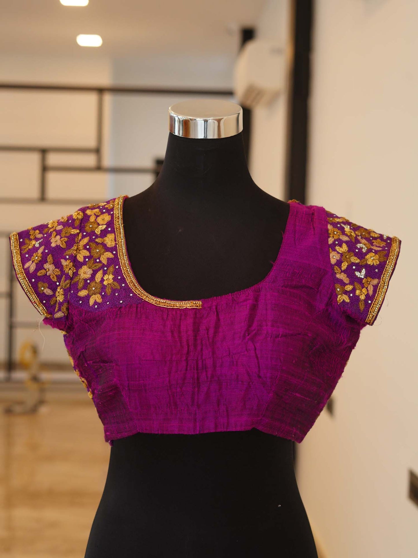 Women's Lavender Asymmetry Elegance Half N Half Embroidered Blouse By Room9 The Popup Store