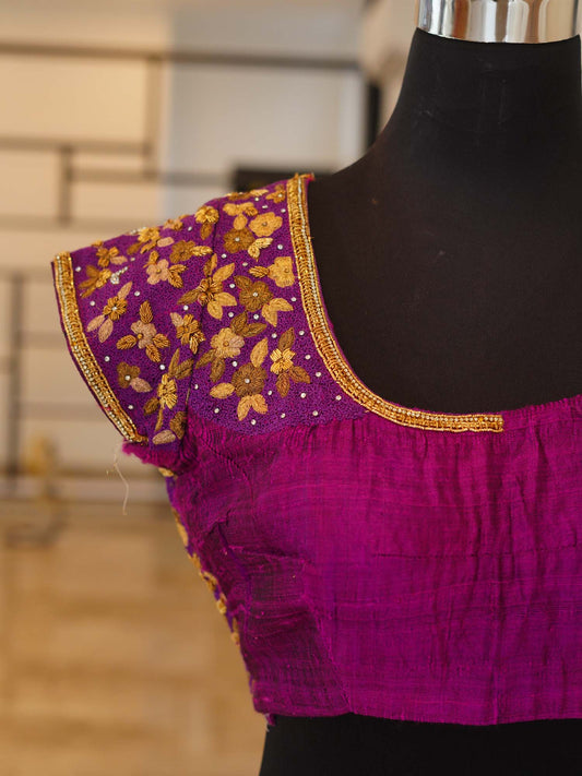 Women's Lavender Asymmetry Elegance Half N Half Embroidered Blouse By Room9 The Popup Store