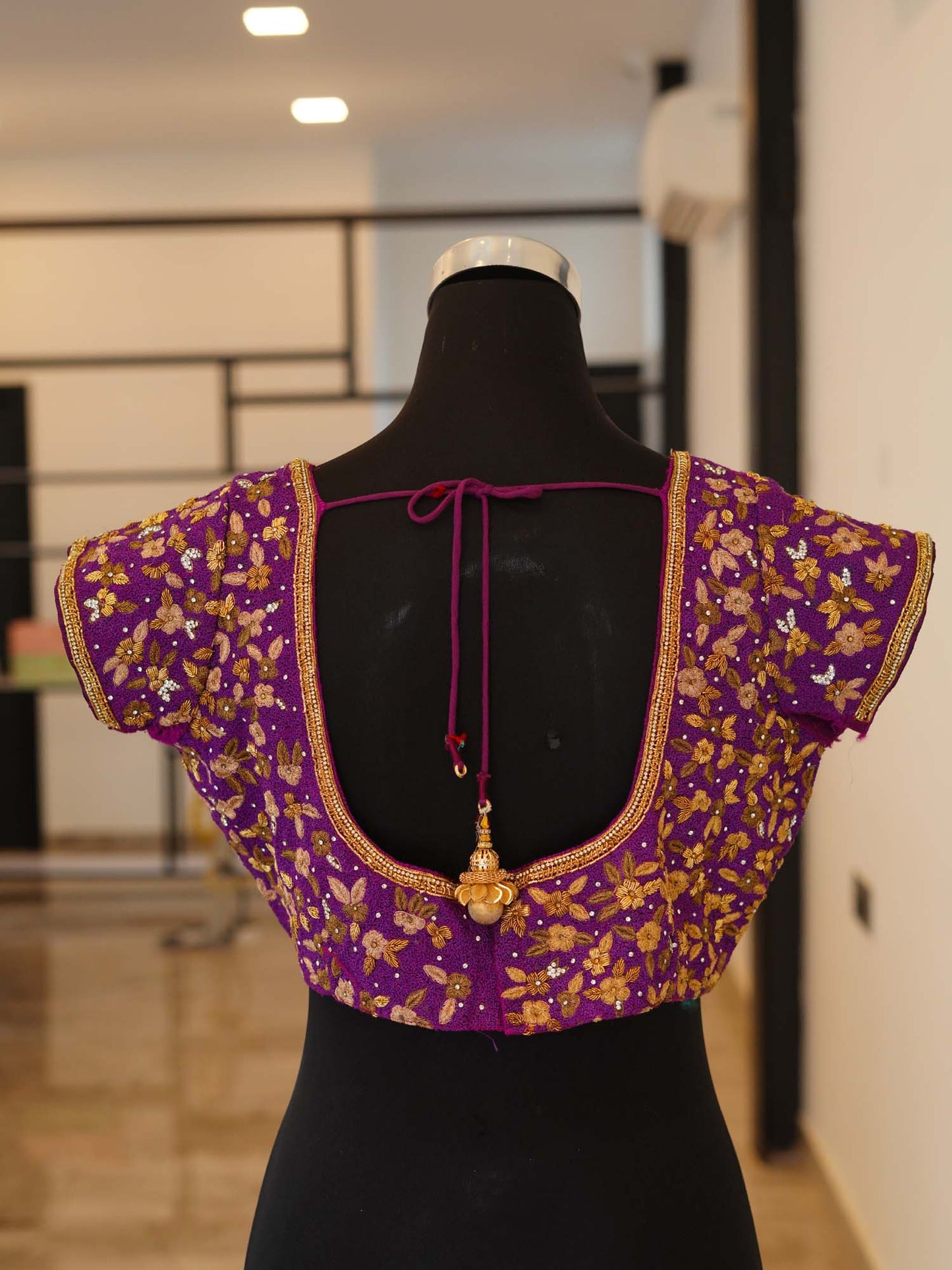 Women's Lavender Asymmetry Elegance Half N Half Embroidered Blouse By Room9 The Popup Store