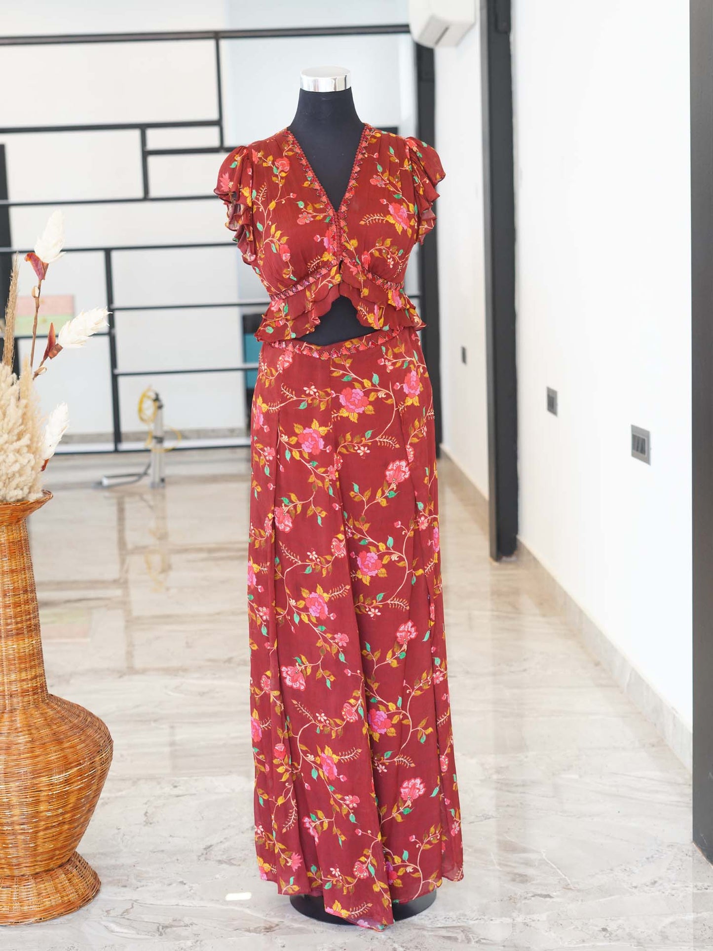 Women's Burgundy Blossom Harmony Coord Set By Room9 The Popup Store