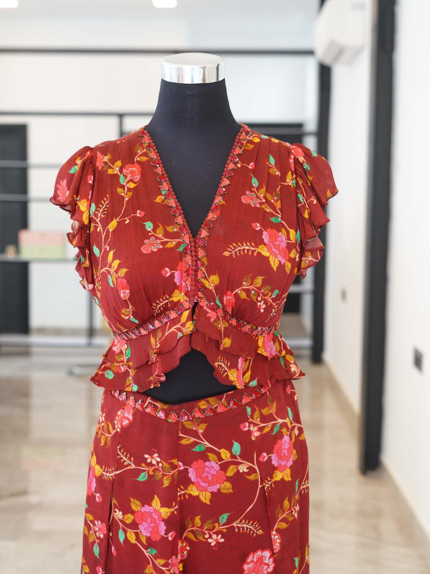 Women's Burgundy Blossom Harmony Coord Set By Room9 The Popup Store