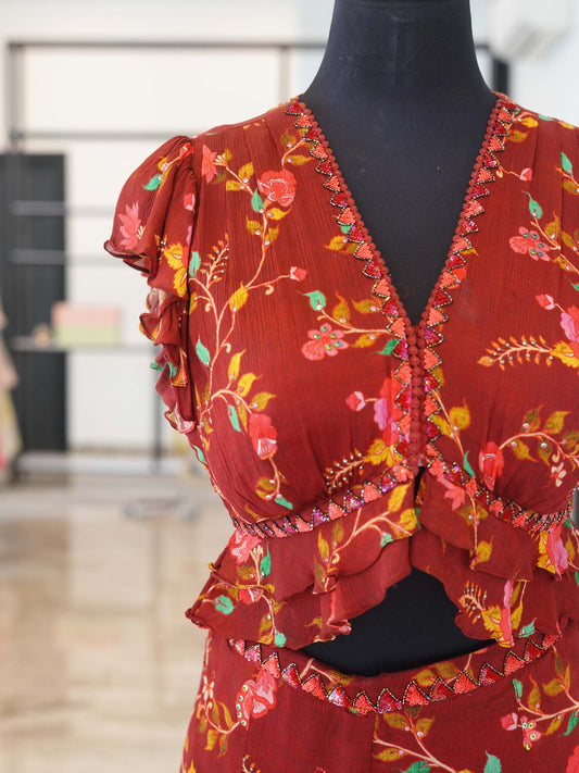 Women's Burgundy Blossom Harmony Coord Set By Room9 The Popup Store