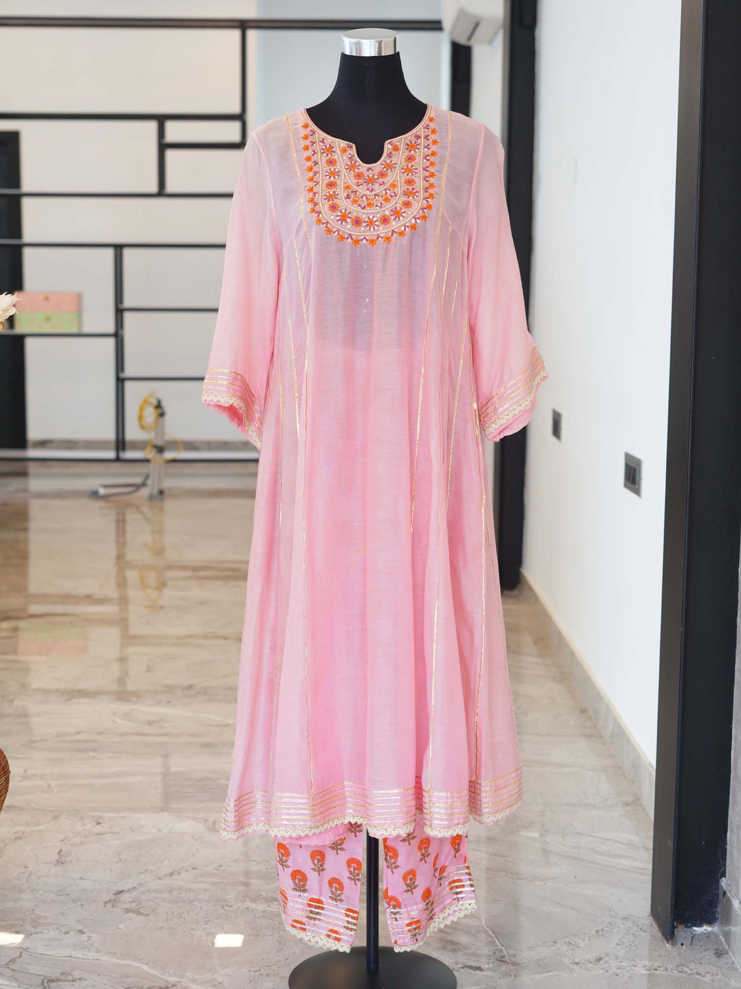 Women's Rosy Sunset Chanderi Bliss Set By Room9 The Popup Store