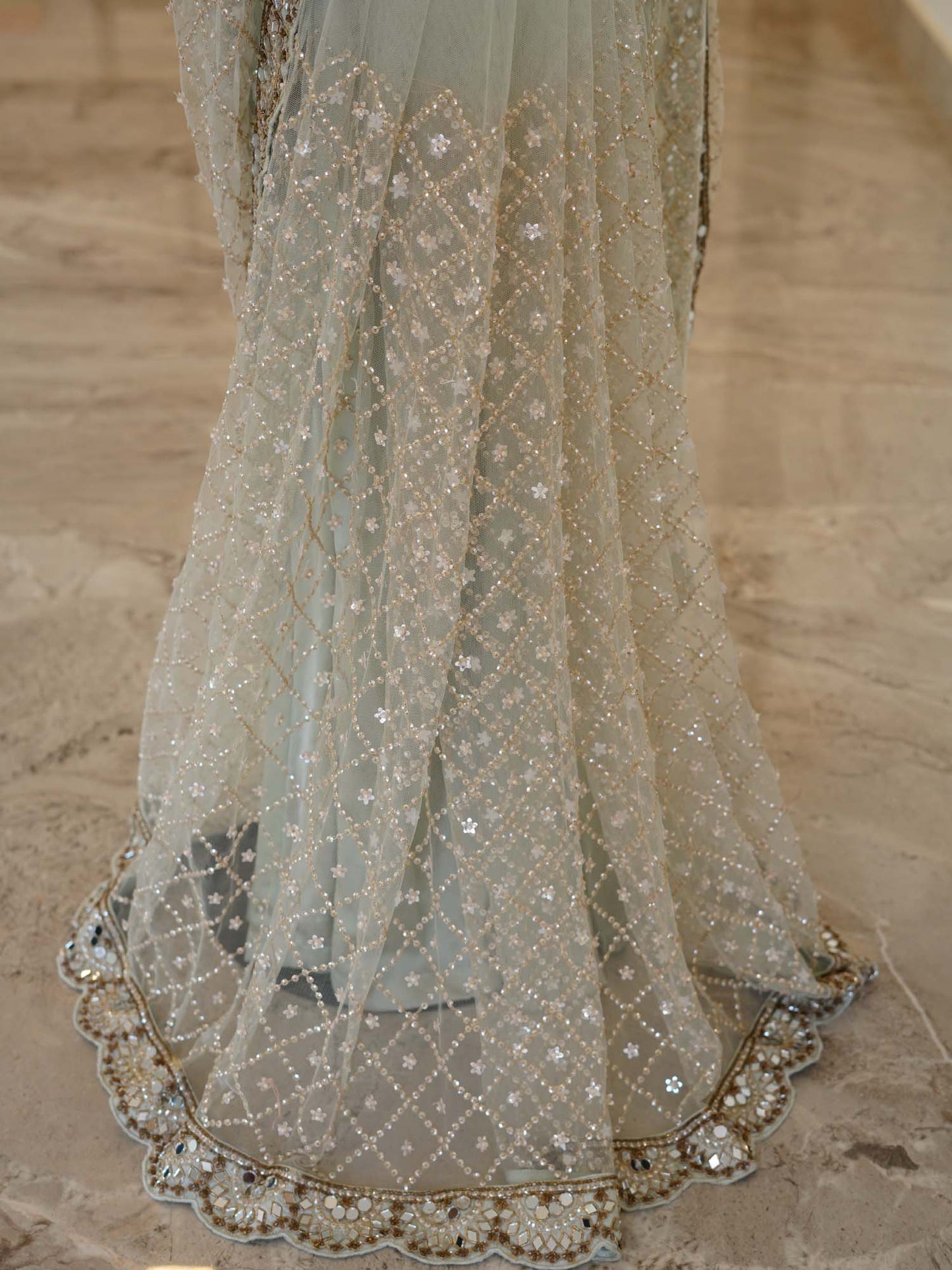 Women's Mirror Majesty Net Saree Ensemble By Room9 The Popup Store