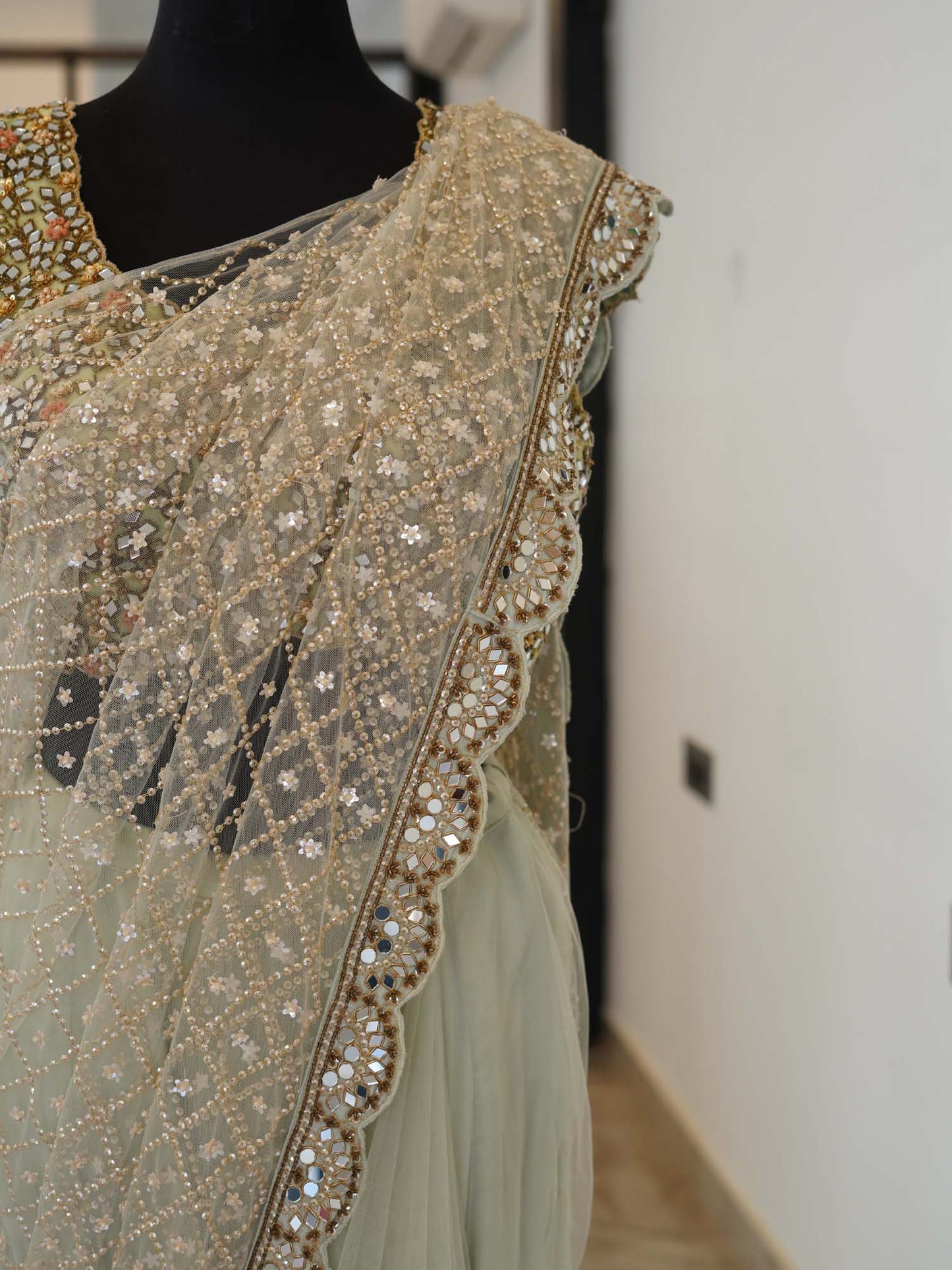 Women's Mirror Majesty Net Saree Ensemble By Room9 The Popup Store