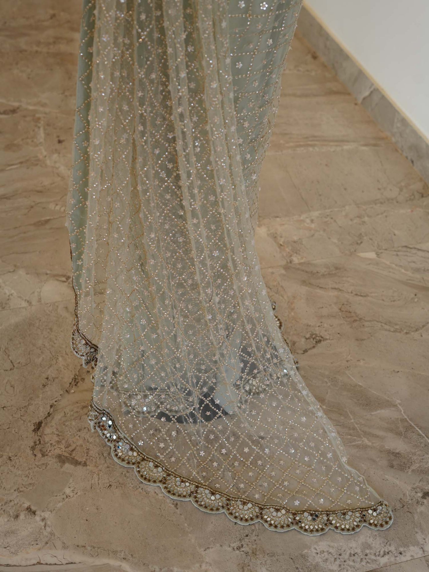 Women's Mirror Majesty Net Saree Ensemble By Room9 The Popup Store