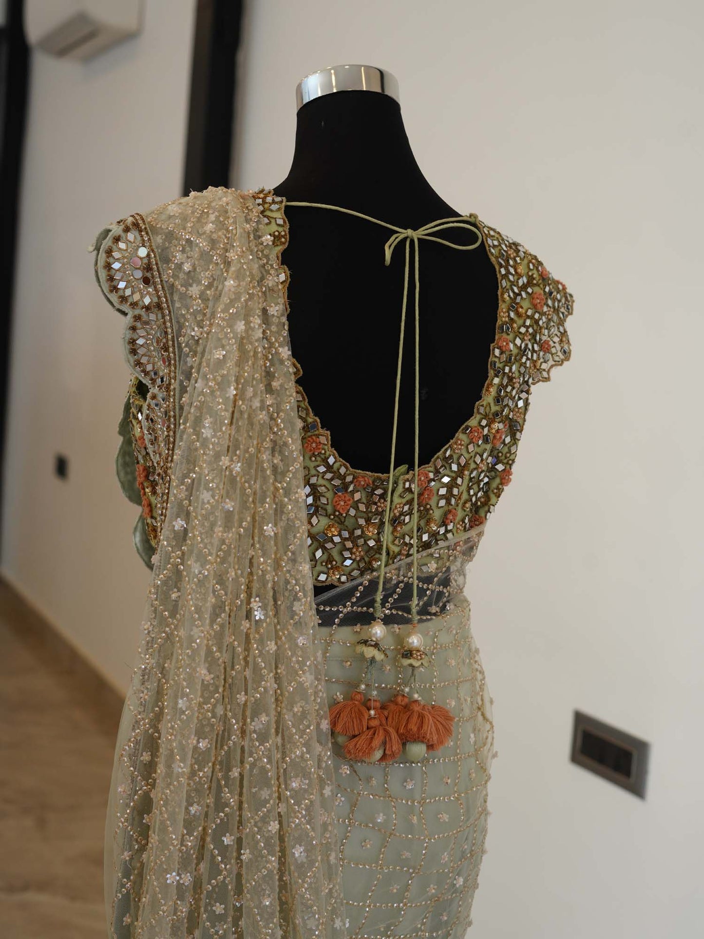 Women's Mirror Majesty Net Saree Ensemble By Room9 The Popup Store