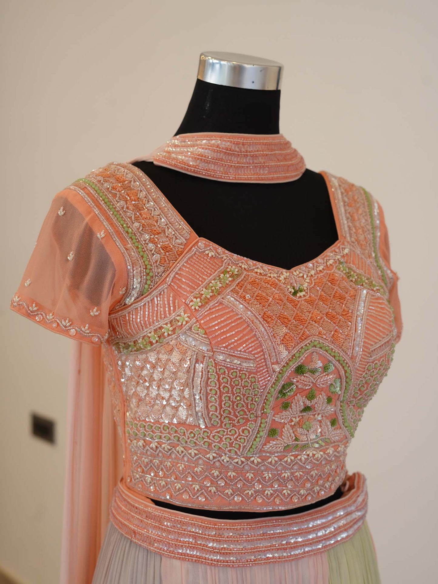Women's Peach Mirage Splendor Lehenga By Room9 The Popup Store