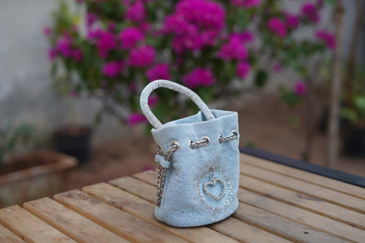 Women's Sky Serenade Silver Heart Bucket Bag By Room9 The Popup Store