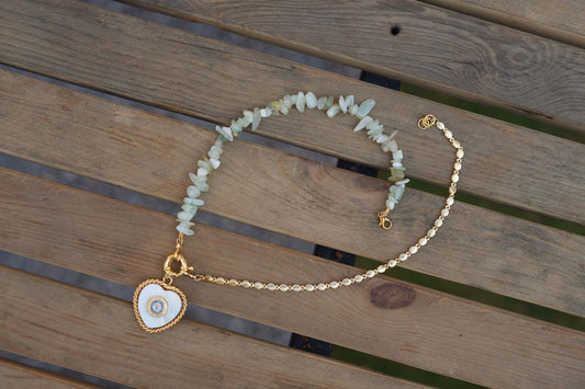 Women's Azure Elegance Heart Charm Necklace By Room9 The Popup Store