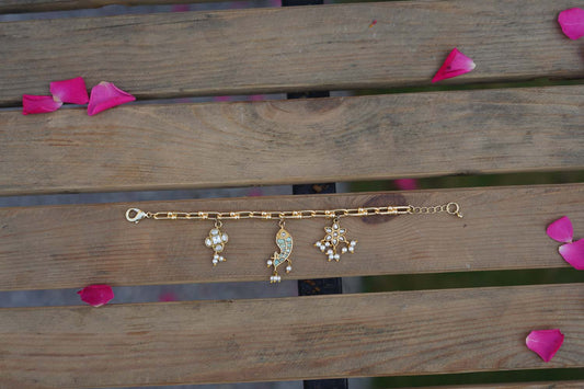 Women's Brass Base Kundan Charm Bracelet Trio By Room9 The Popup Store