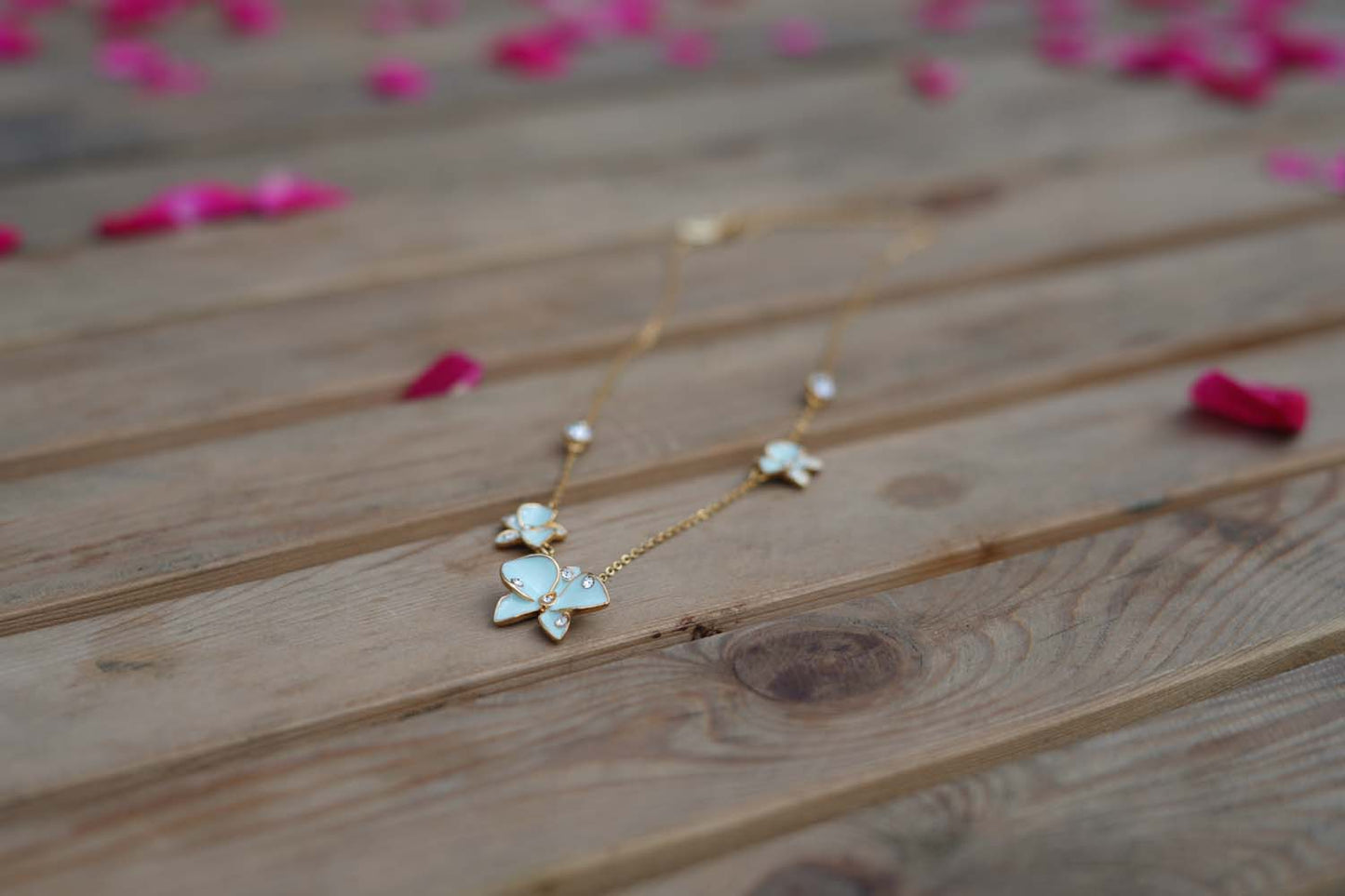 Women's Sapphire Flutter Trio Necklace By Room9 The Popup Store