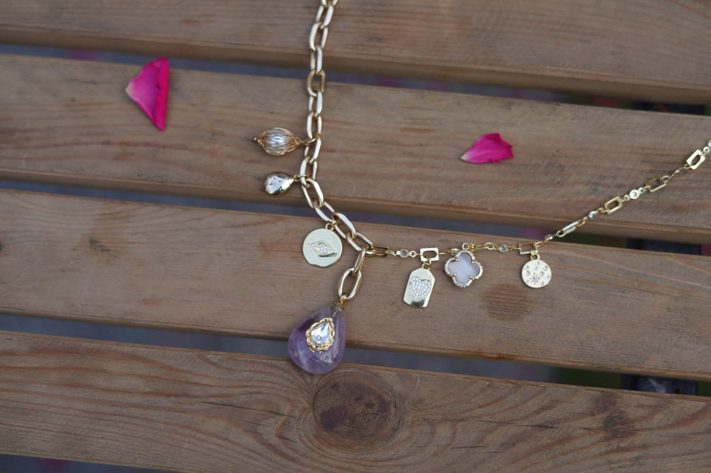 Women's Mystic Orchid Charm Cascade Necklace By Room9 The Popup Store