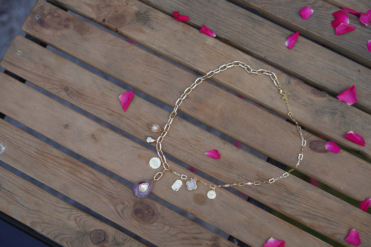 Women's Mystic Orchid Charm Cascade Necklace By Room9 The Popup Store