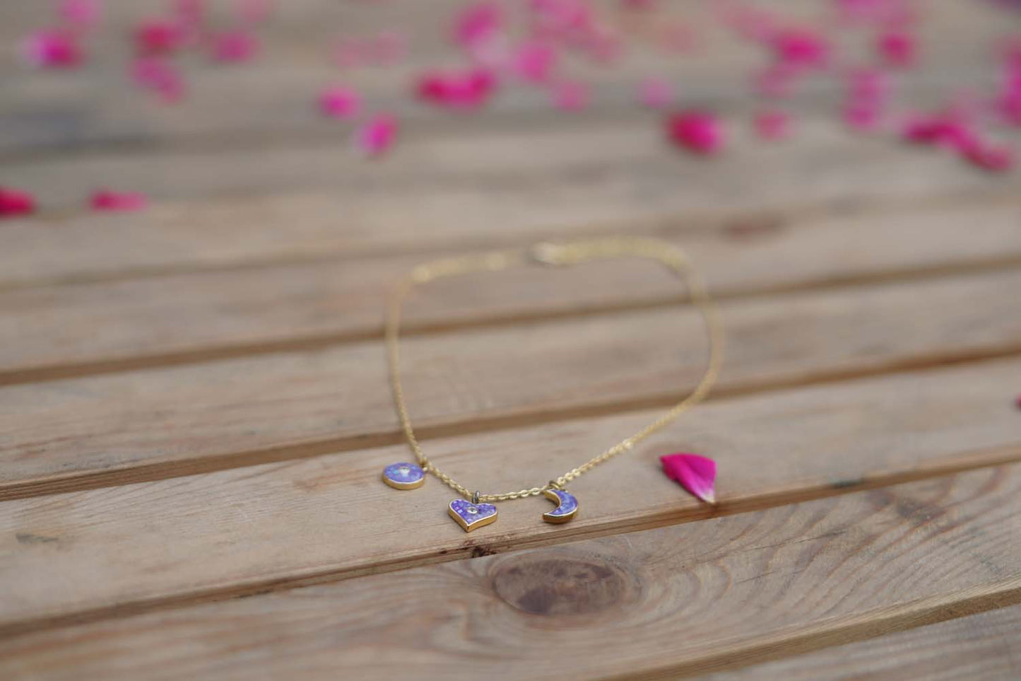 Women's Royal Amethyst Trio Charm Necklace By Room9 The Popup Store