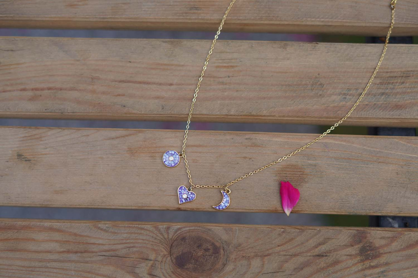 Women's Royal Amethyst Trio Charm Necklace By Room9 The Popup Store