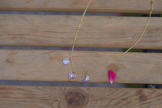 Women's Royal Amethyst Trio Charm Necklace By Room9 The Popup Store
