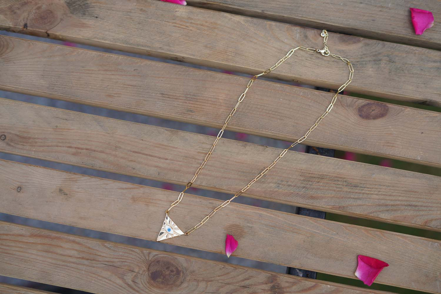Women's Golden Guardian Triangle Evil Eye Necklace By Room9 The Popup Store