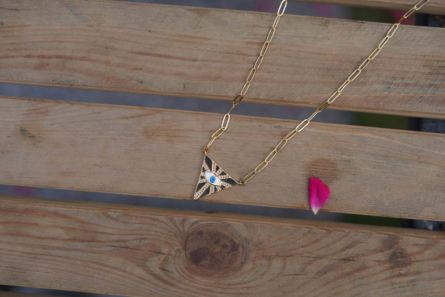 Women's Golden Guardian Triangle Evil Eye Necklace By Room9 The Popup Store