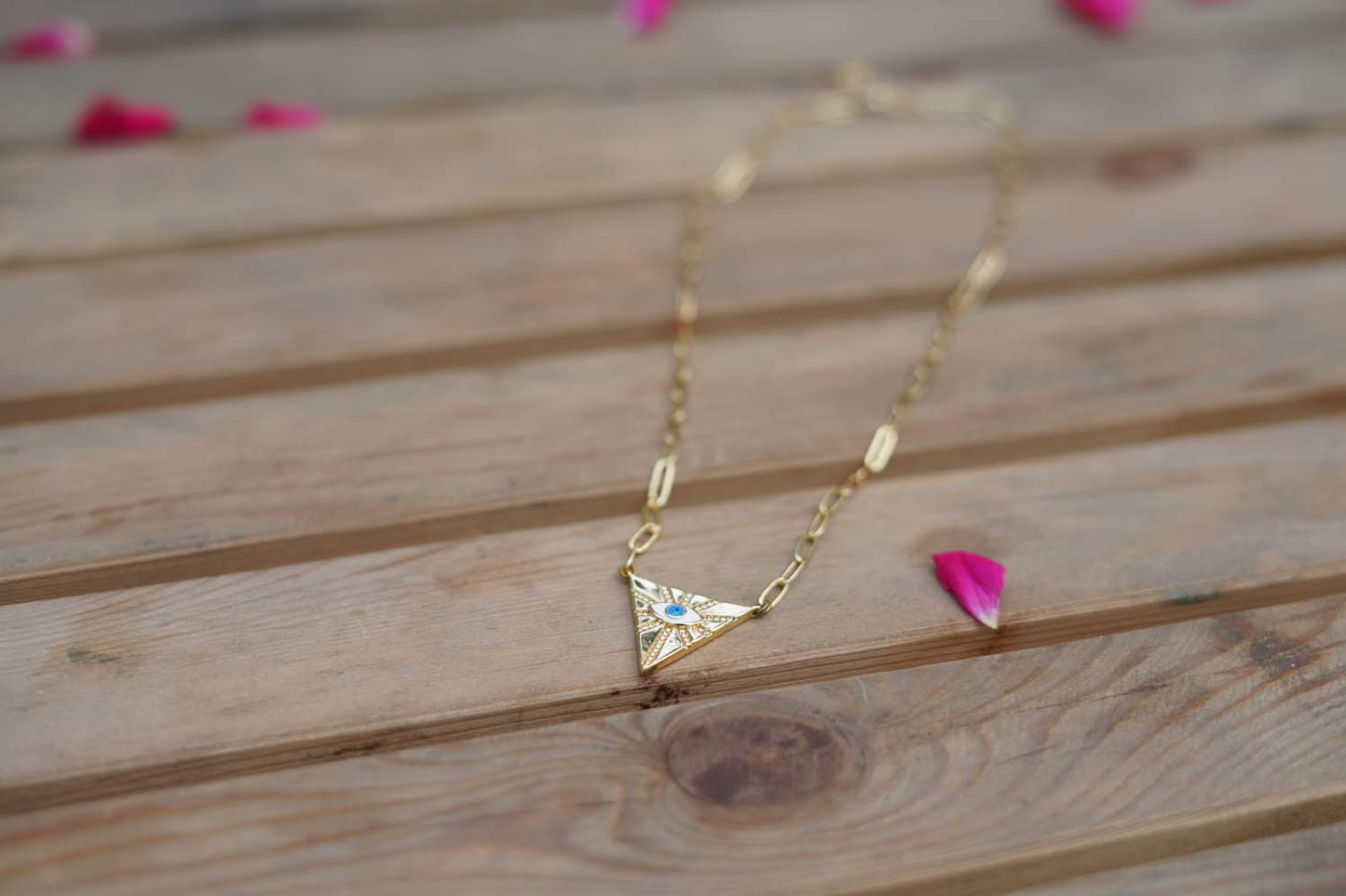 Women's Golden Guardian Triangle Evil Eye Necklace By Room9 The Popup Store