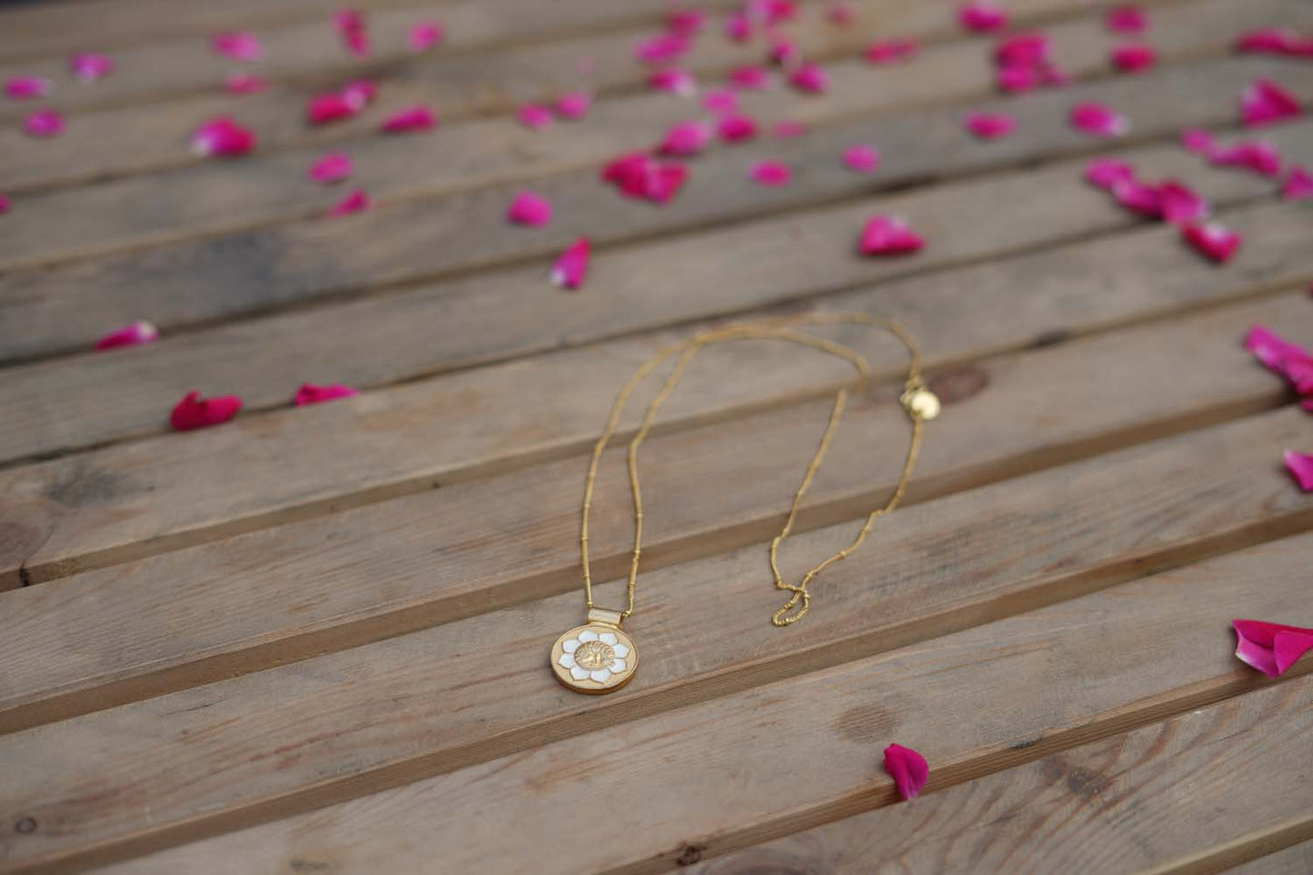 Women's Golden Halo Round Charm Necklace By Room9 The Popup Store