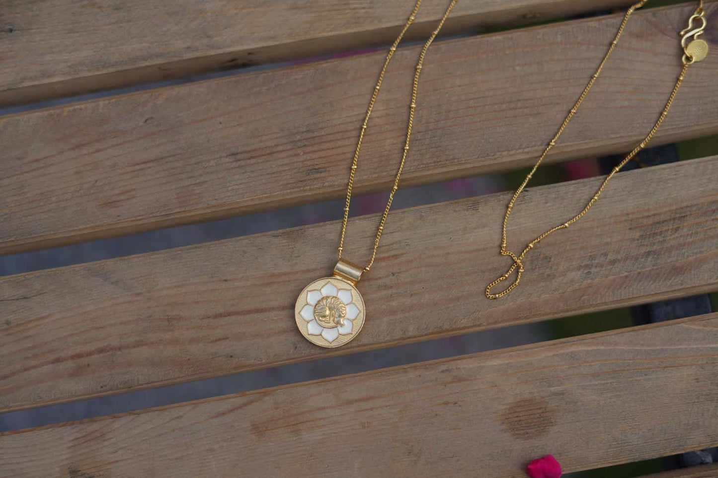 Women's Golden Halo Round Charm Necklace By Room9 The Popup Store