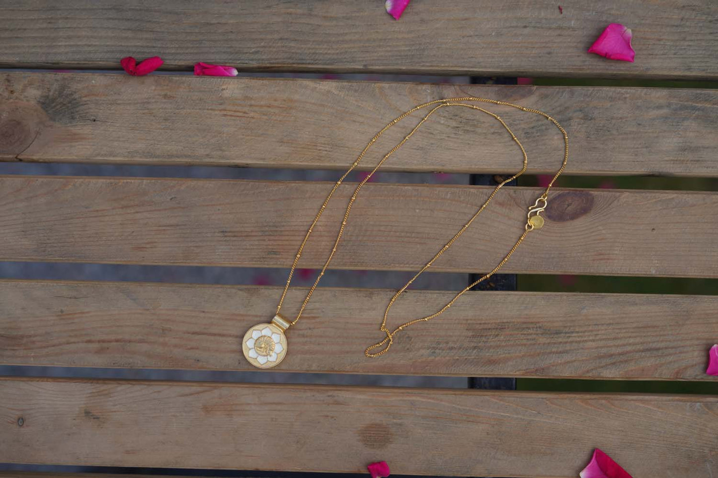 Women's Golden Halo Round Charm Necklace By Room9 The Popup Store