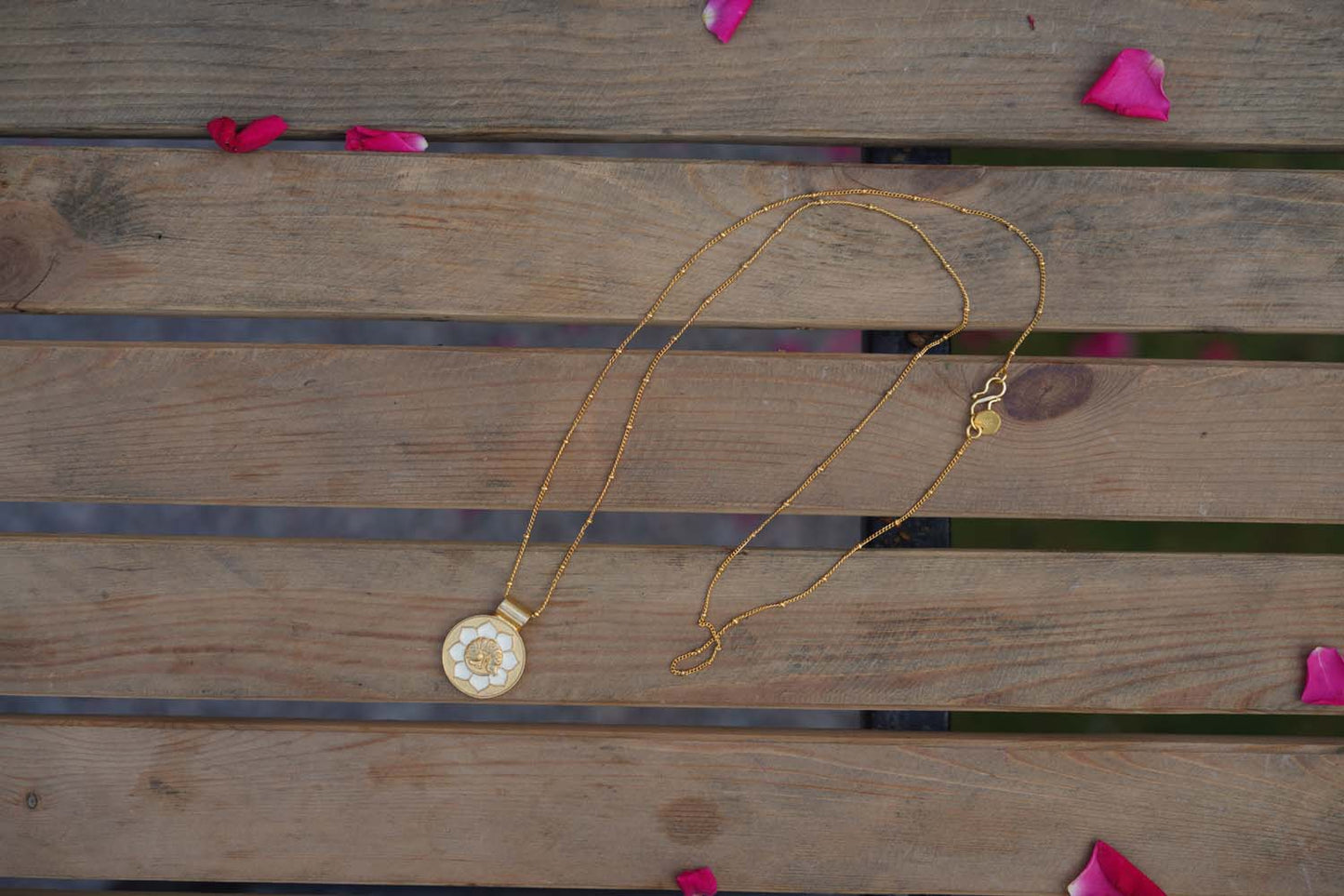 Women's Golden Halo Round Charm Necklace By Room9 The Popup Store